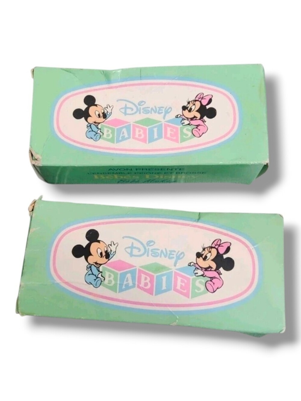 Disney Babies Brush and Comb Set Avon Mickey Blue and Minnie Pink New 1993
